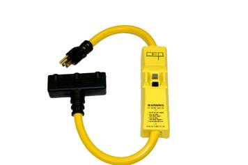 GFCI protection adapter 2 foot 12/3 straight blade triple outlet