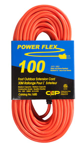 extension cord 16/3 SJTW 100 ft U-Ground, -31F CSA orange Power Flex   (old CEP #: 1600)