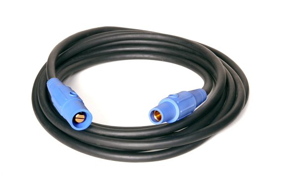 Stage & lighting 2/0 cable 600 volt 200 AMP 100 feet c/w blue male + female cam ends