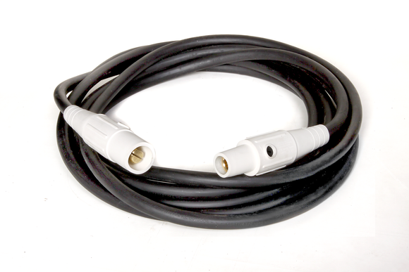 Stage & lighting 2/0 cable 600 volt 200 AMP 100 feet c/w white male + female cam ends