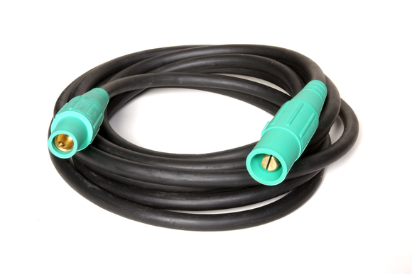 Stage & lighting 2/0 cable 600 volt 200 AMP 50 feet c/w green male + female cam ends