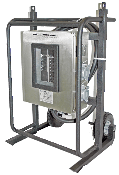 Power distribution cart 3 phase 200 amp 120/208 volt direct wire