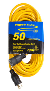 extension cord 12/3 SJTW 50 ft  yellow vinyl twist lock Power Flex