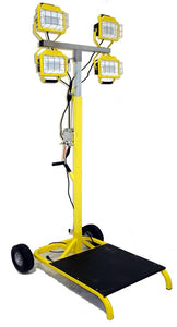 Portable cart light LED 22,000 lumens extends to 12 ft, 4 x 200 watt 1.7 AMP