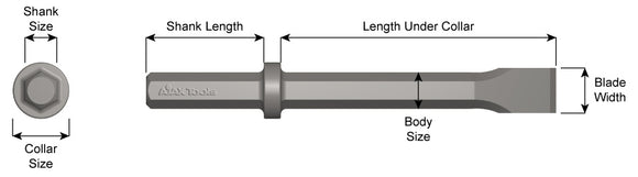 chisel 1 inch with 1-1/8 inch x 6 shank