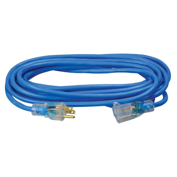 Extension cord, 14/3 SJTW 25' Blu Tri  Cold flex