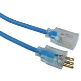 Extension cord, 14/3 SJTW 25' Blu Tri  Cold flex
